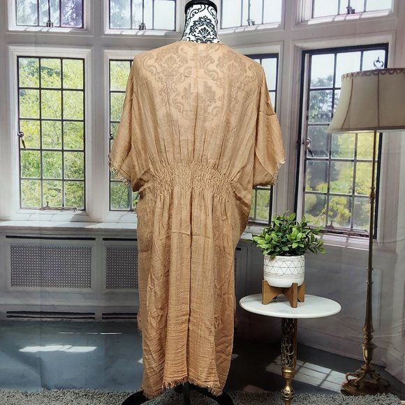 NWT SONOMA TEXTURED GAUZE CINCHED TOPPER (GOLD / OS) - Picture 11 of 14